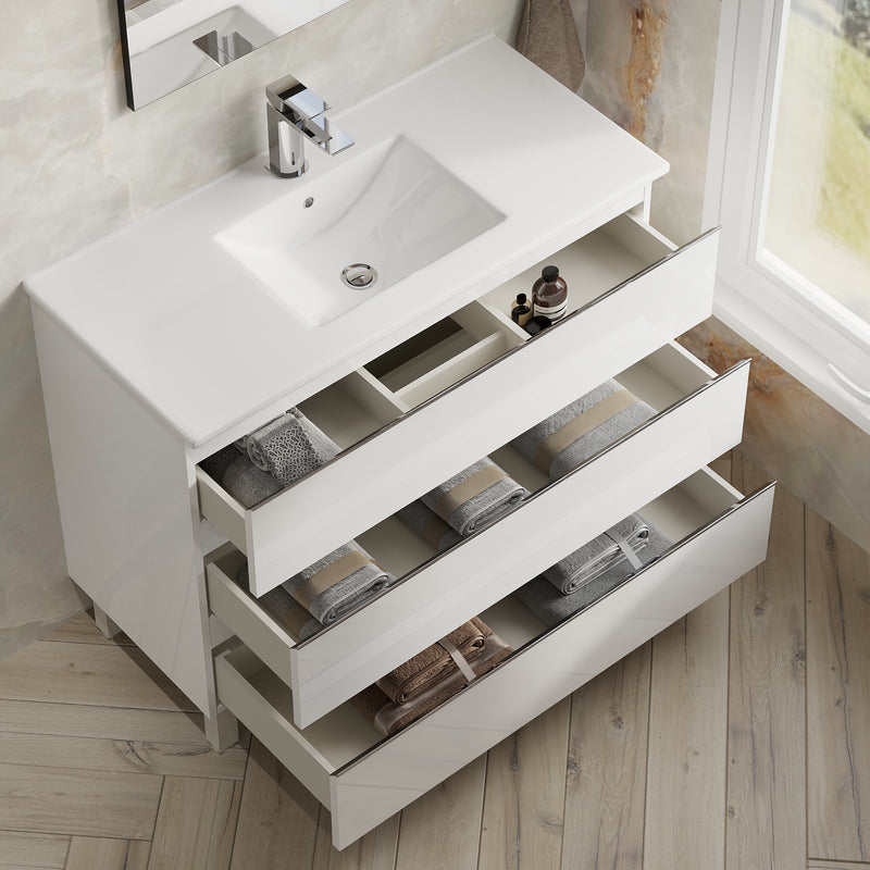 Banyetti Vatilla Floorstanding Vanity Unit with Lira Basin - 1000mm Gloss White
