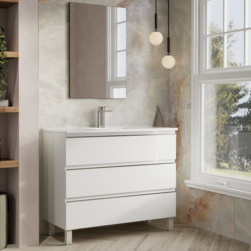 Banyetti Vatilla Floorstanding Vanity Unit with Athena Basin - 1000mm Gloss White