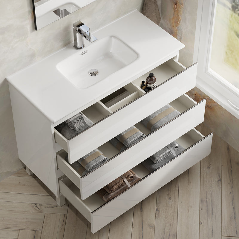Banyetti Vatilla Floorstanding Vanity Unit with Athena Basin - 1000mm Gloss White