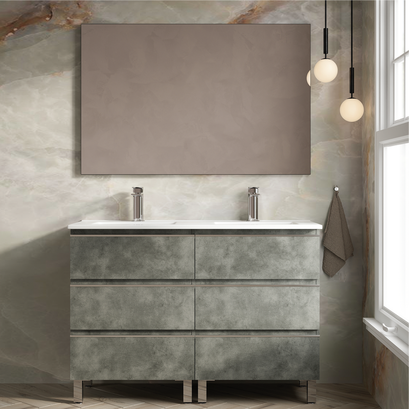Banyetti Vatilla Floorstanding Vanity Unit with Lira Basin - 1200mm Cemento Grey