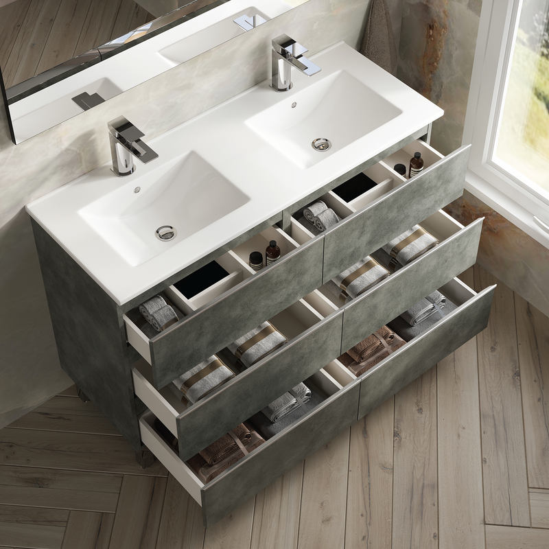 Banyetti Vatilla Floorstanding Vanity Unit with Lira Basin - 1200mm Cemento Grey