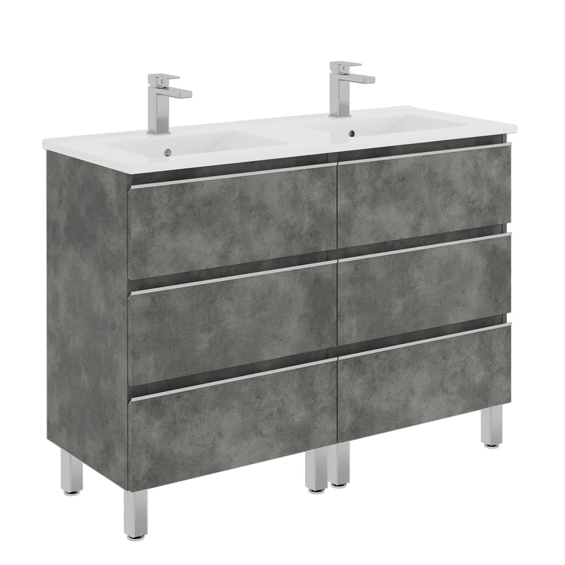 Banyetti Vatilla Floorstanding Vanity Unit with Lira Basin - 1200mm Cemento Grey