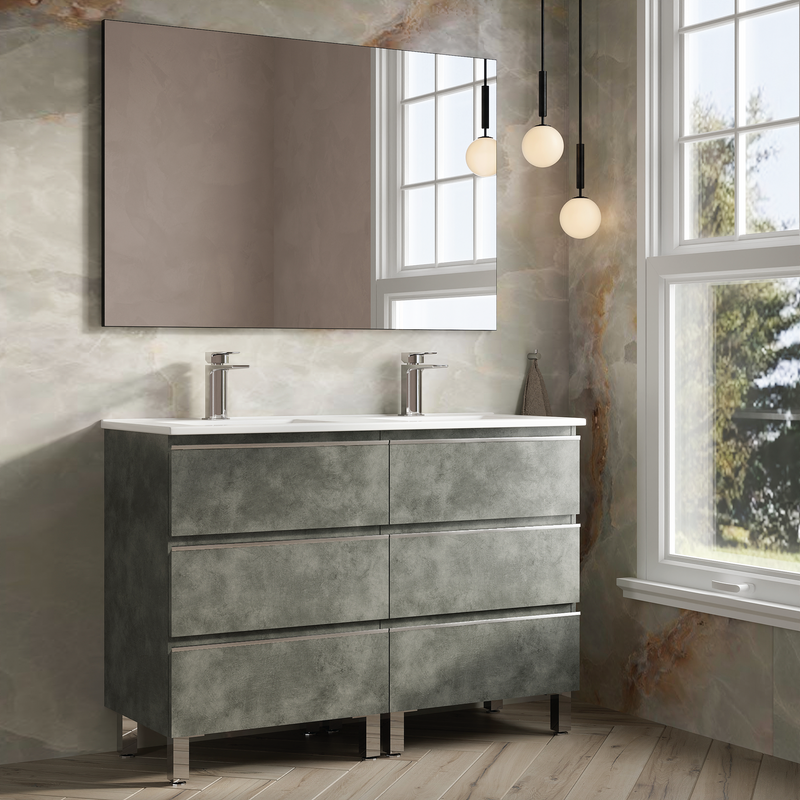 Banyetti Vatilla Floorstanding Vanity Unit with Athena Basin - 1200mm Cemento Grey