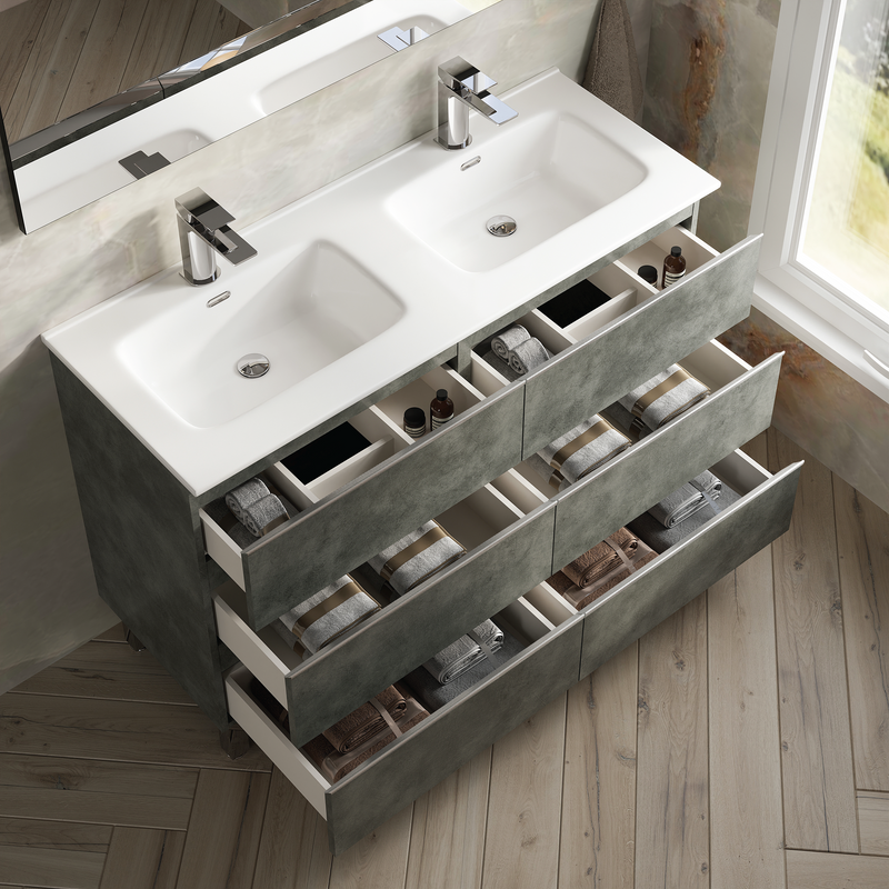 Banyetti Vatilla Floorstanding Vanity Unit with Athena Basin - 1200mm Cemento Grey