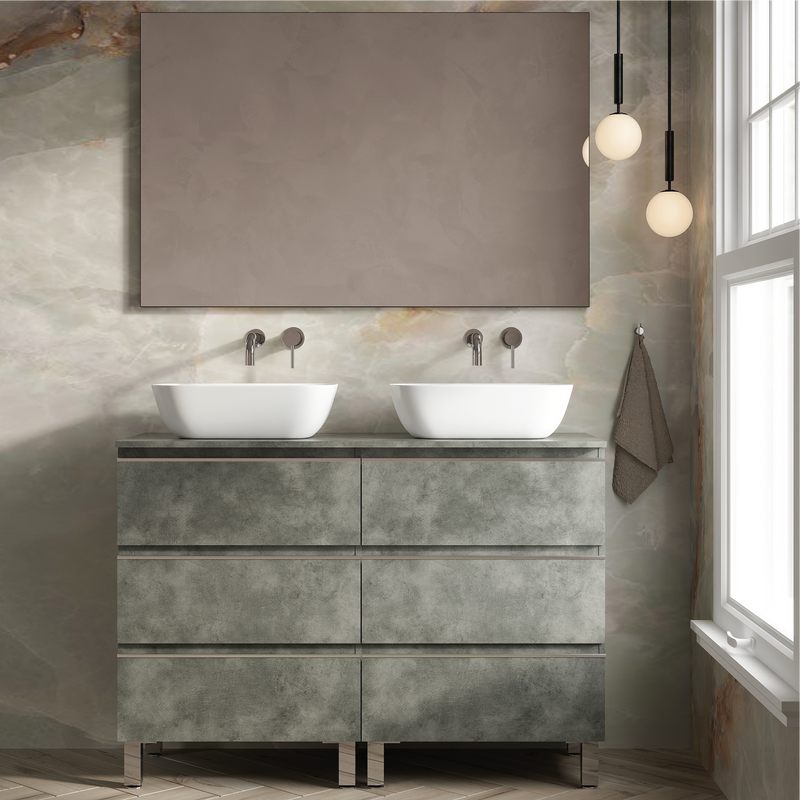 Banyetti Vatilla Floorstanding Vanity Unit with Matching Worktop - 1200mm Cemento Grey