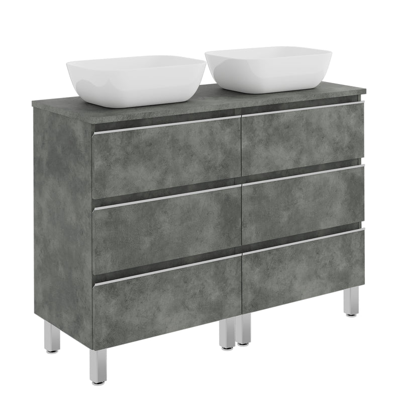 Banyetti Vatilla Floorstanding Vanity Unit with Matching Worktop - 1200mm Cemento Grey
