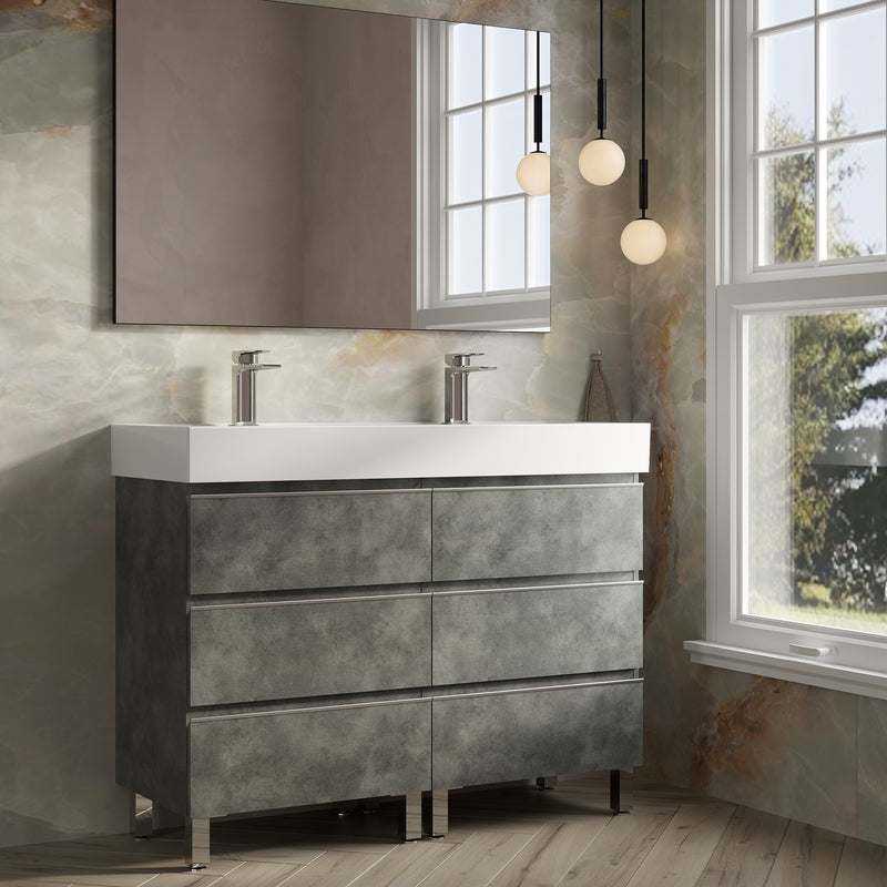 Banyetti Vatilla Floorstanding Vanity Unit with Veneto 2 Tap Hole Basin - 1200mm Cemento Grey