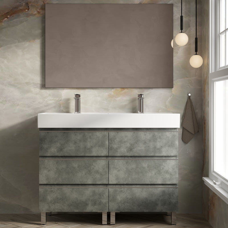 Banyetti Vatilla Floorstanding Vanity Unit with Veneto 2 Tap Hole Basin - 1200mm Cemento Grey