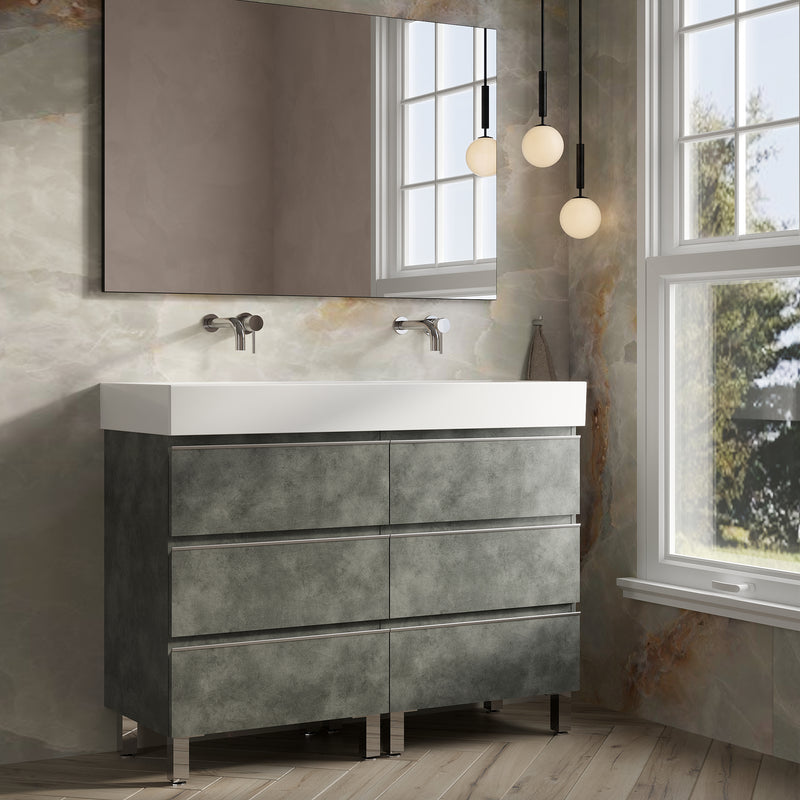 Banyetti Vatilla Floorstanding Vanity Unit with Veneto No Tap Hole Basin - 1200mm Cemento Grey