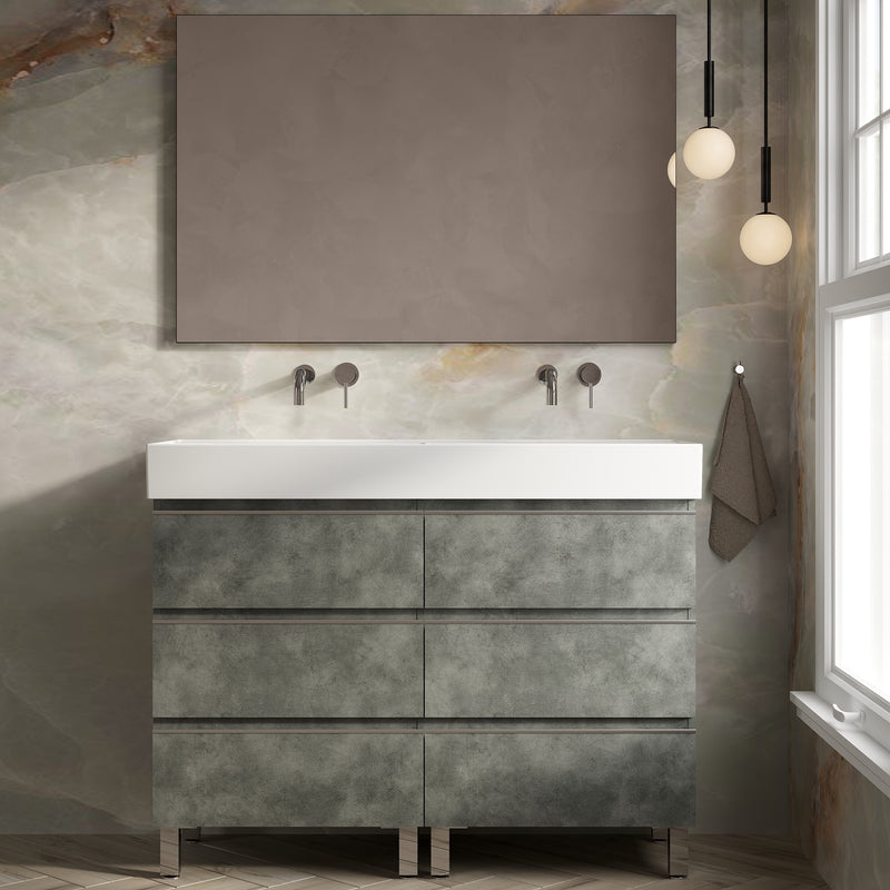 Banyetti Vatilla Floorstanding Vanity Unit with Veneto No Tap Hole Basin - 1200mm Cemento Grey