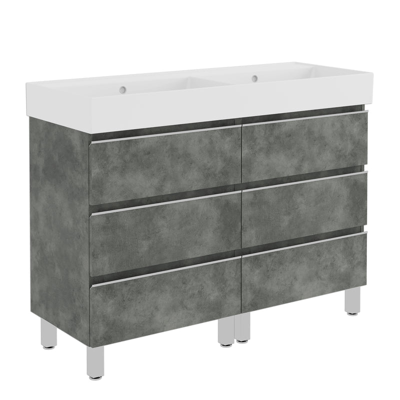 Banyetti Vatilla Floorstanding Vanity Unit with Veneto No Tap Hole Basin - 1200mm Cemento Grey