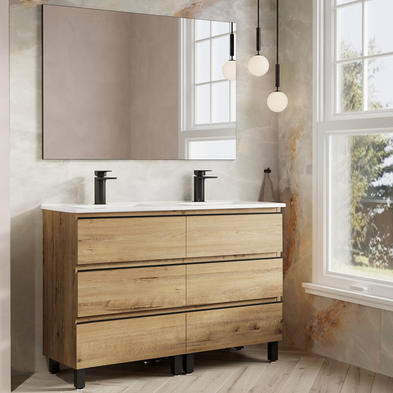 Banyetti Vatilla Floorstanding Vanity Unit with Lira Basin - 1200mm Ostippo Oak