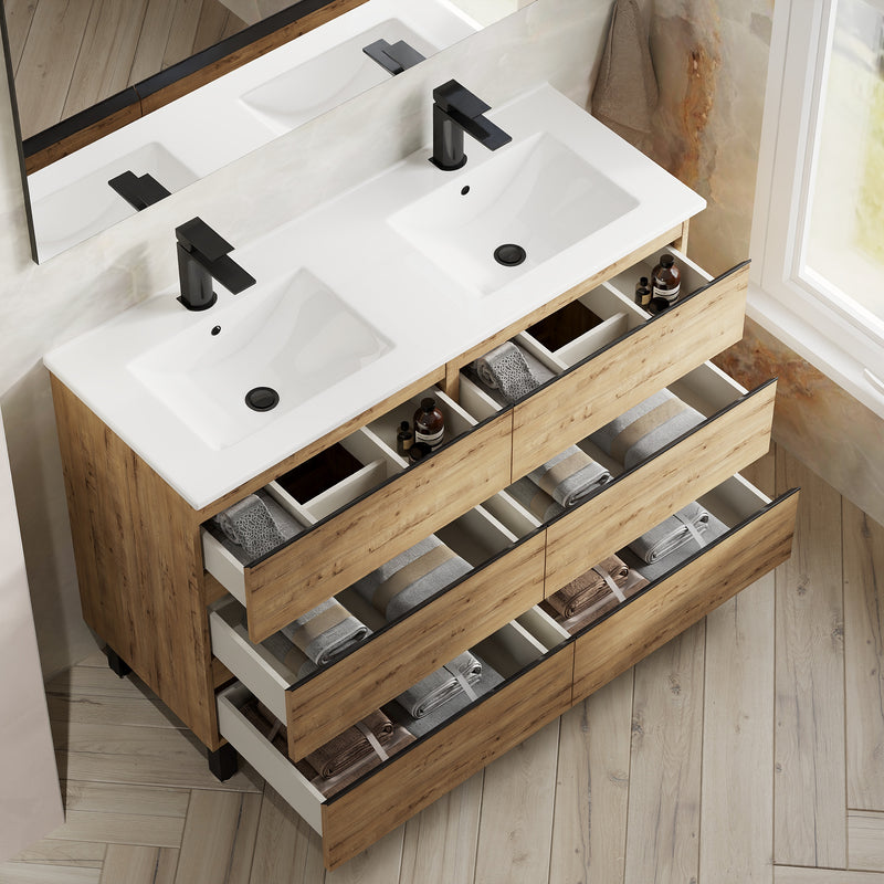 Banyetti Vatilla Floorstanding Vanity Unit with Lira Basin - 1200mm Ostippo Oak