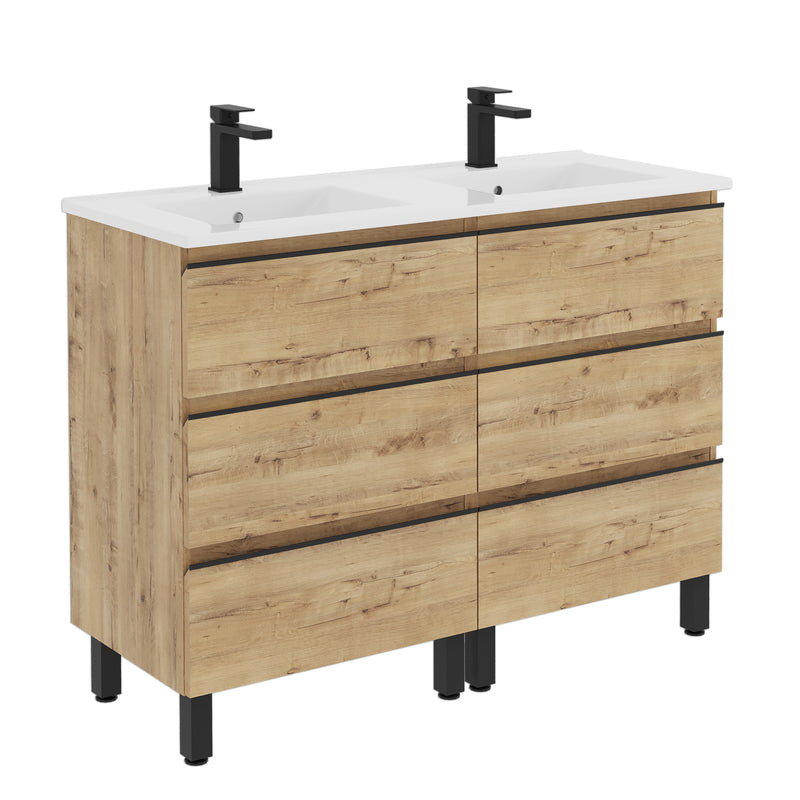 Banyetti Vatilla Floorstanding Vanity Unit with Lira Basin - 1200mm Ostippo Oak