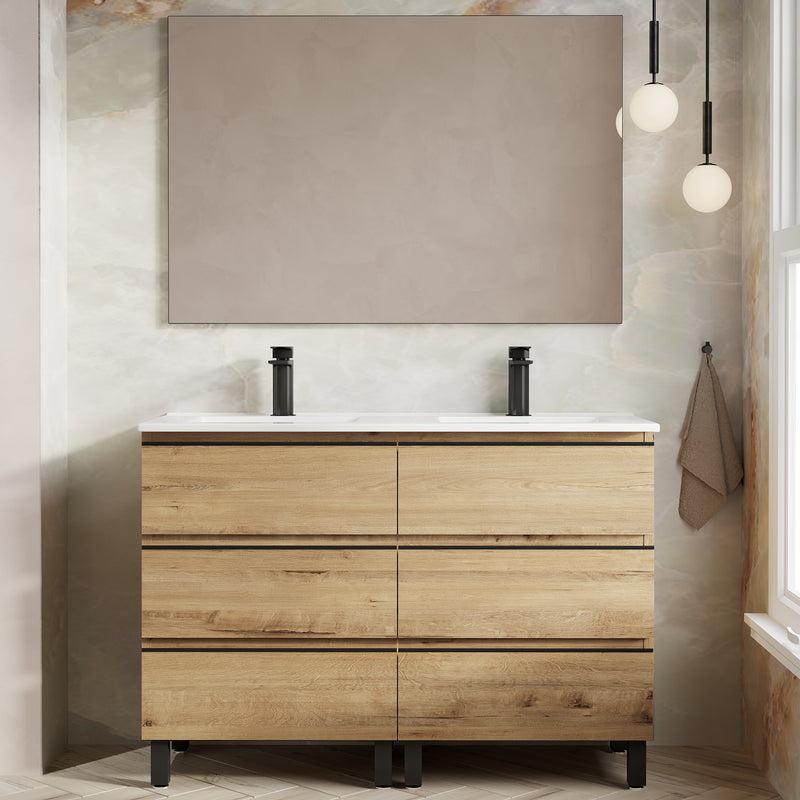 Banyetti Vatilla Floorstanding Vanity Unit with Athena Basin - 1200mm Ostippo Oak