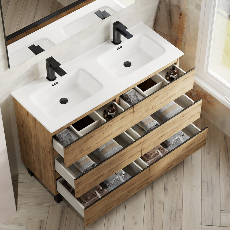 Banyetti Vatilla Floorstanding Vanity Unit with Athena Basin - 1200mm Ostippo Oak