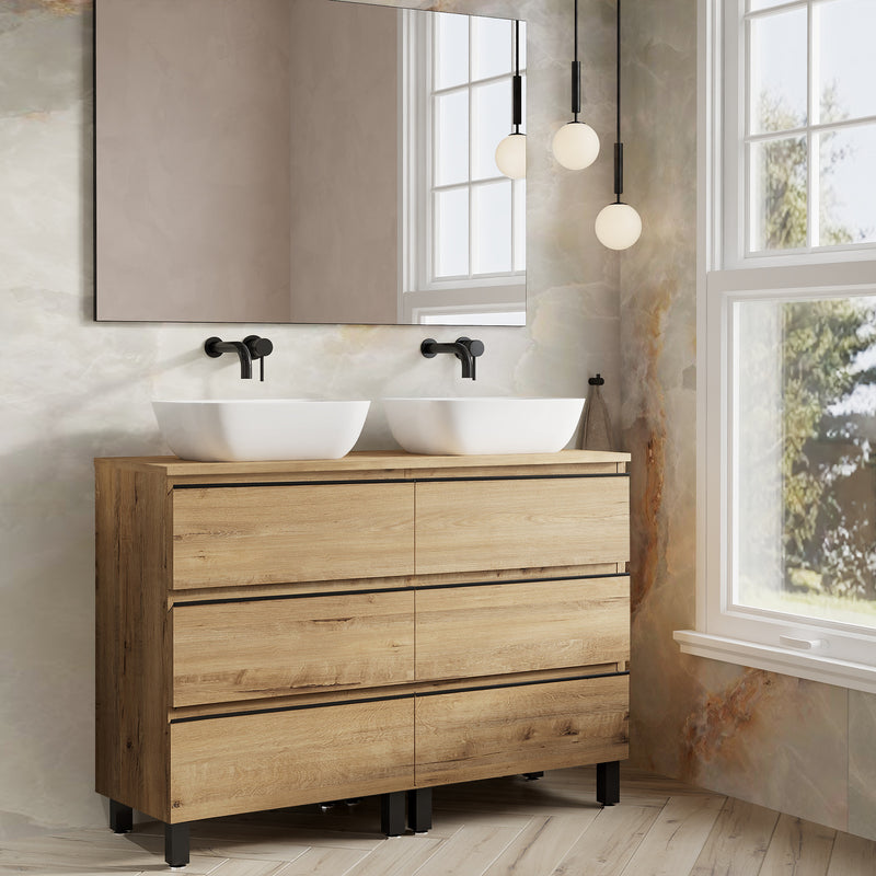 Banyetti Vatilla Floorstanding Vanity Unit with Matching Worktop - 1200mm Ostippo Oak