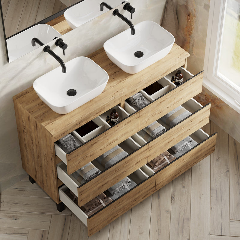 Banyetti Vatilla Floorstanding Vanity Unit with Matching Worktop - 1200mm Ostippo Oak