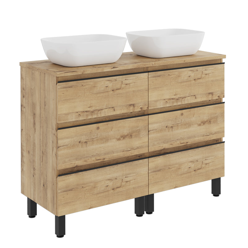 Banyetti Vatilla Floorstanding Vanity Unit with Matching Worktop - 1200mm Ostippo Oak