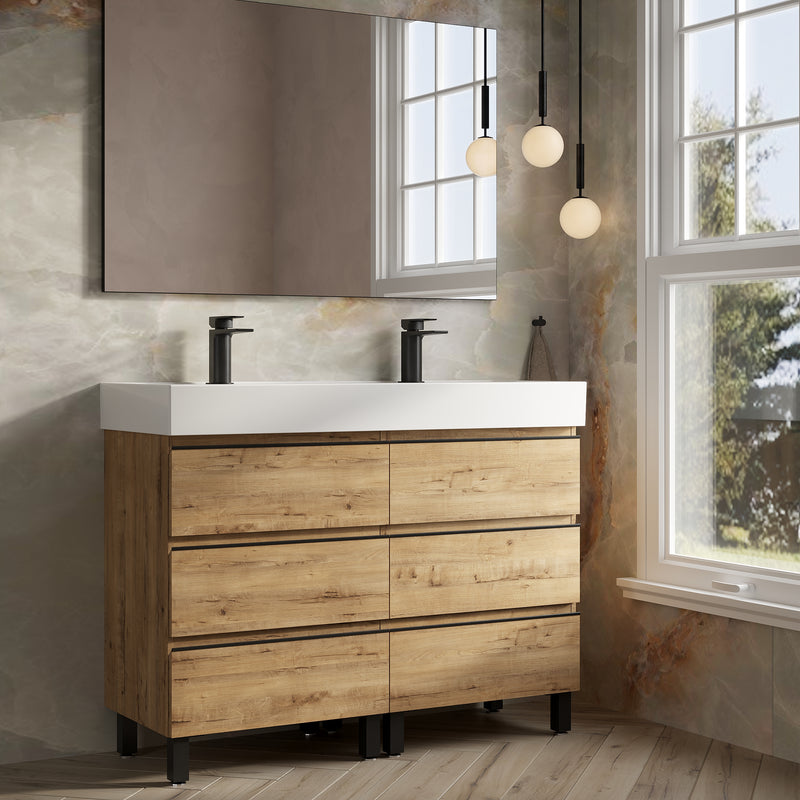 Banyetti Vatilla Floorstanding Vanity Unit with Veneto 2 Tap Hole Basin - 1200mm Ostippo Oak