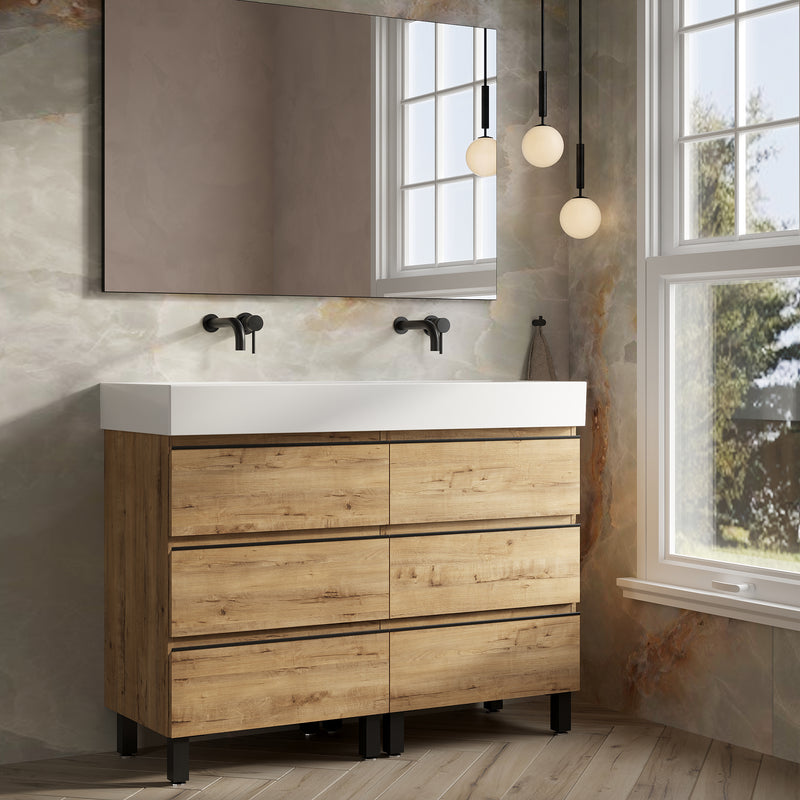 Banyetti Vatilla Floorstanding Vanity Unit with Veneto No Tap Hole Basin - 1200mm Ostippo Oak
