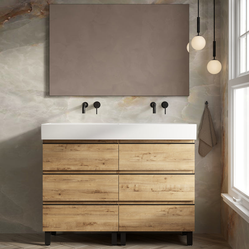 Banyetti Vatilla Floorstanding Vanity Unit with Veneto No Tap Hole Basin - 1200mm Ostippo Oak