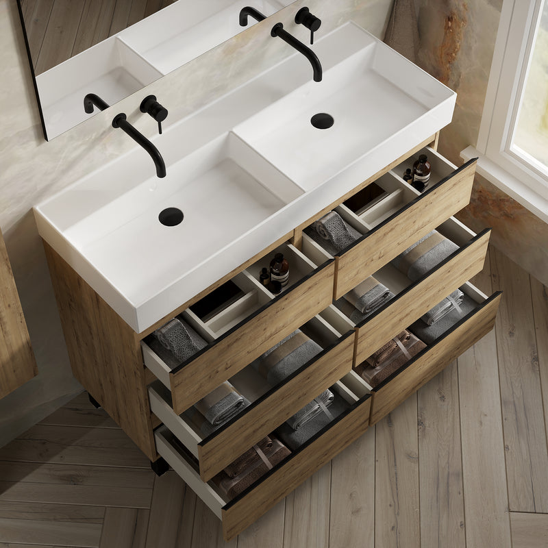 Banyetti Vatilla Floorstanding Vanity Unit with Veneto No Tap Hole Basin - 1200mm Ostippo Oak