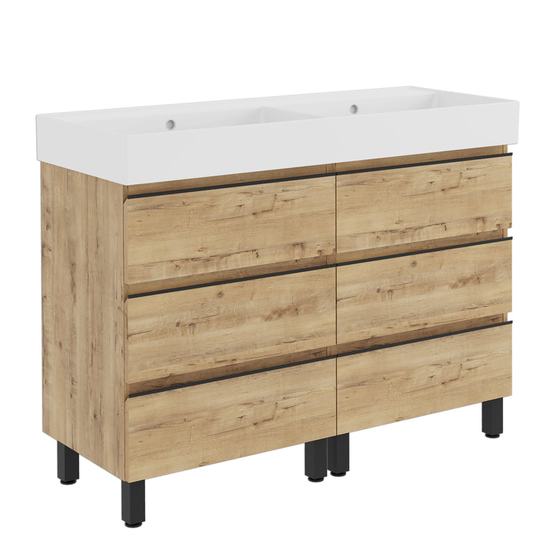 Banyetti Vatilla Floorstanding Vanity Unit with Veneto No Tap Hole Basin - 1200mm Ostippo Oak