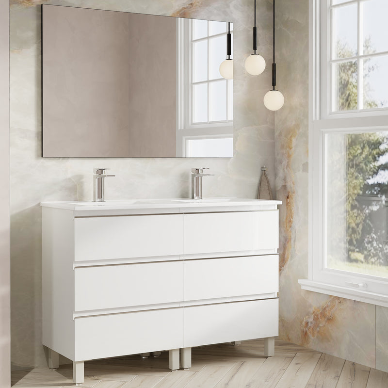 Banyetti Vatilla Floorstanding Vanity Unit with Lira Basin - 1200mm Gloss White