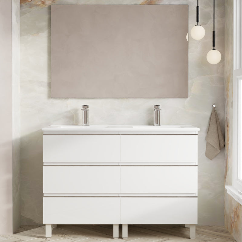 Banyetti Vatilla Floorstanding Vanity Unit with Athena Basin - 1200mm Gloss White