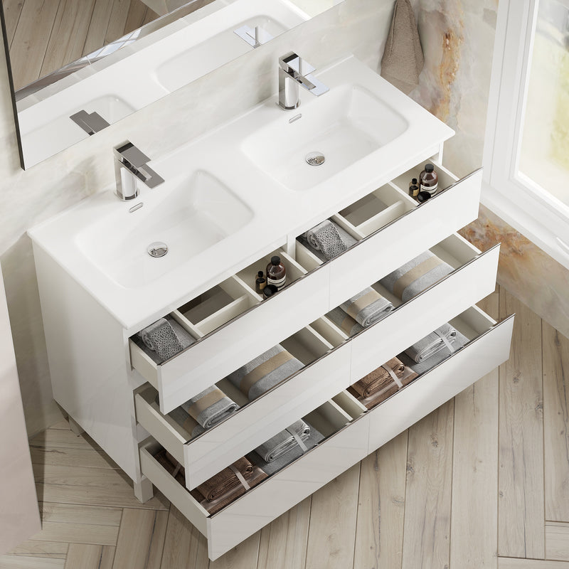 Banyetti Vatilla Floorstanding Vanity Unit with Athena Basin - 1200mm Gloss White