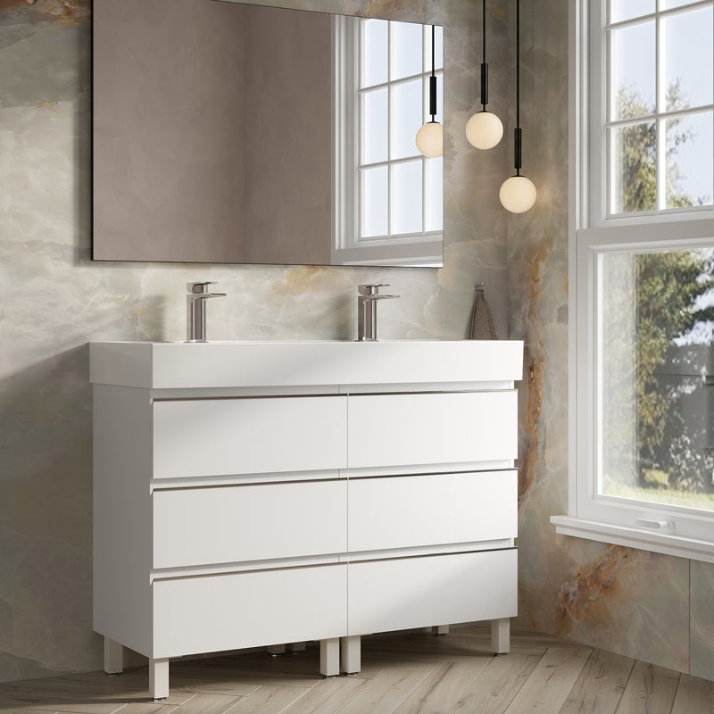 Banyetti Vatilla Floorstanding Vanity Unit with Veneto 2 Tap Hole Basin - 1200mm Gloss White