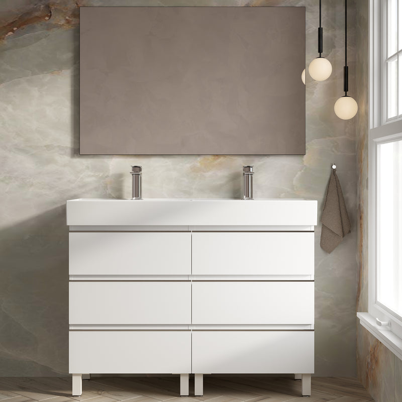 Banyetti Vatilla Floorstanding Vanity Unit with Veneto 2 Tap Hole Basin - 1200mm Gloss White