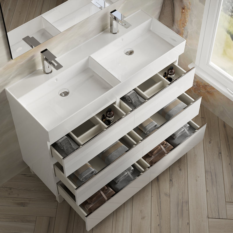 Banyetti Vatilla Floorstanding Vanity Unit with Veneto 2 Tap Hole Basin - 1200mm Gloss White