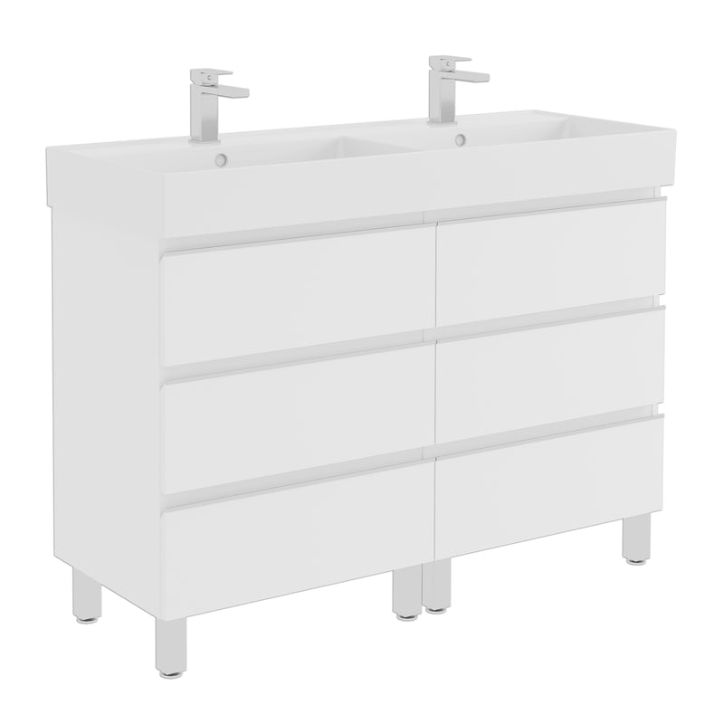 Banyetti Vatilla Floorstanding Vanity Unit with Veneto 2 Tap Hole Basin - 1200mm Gloss White
