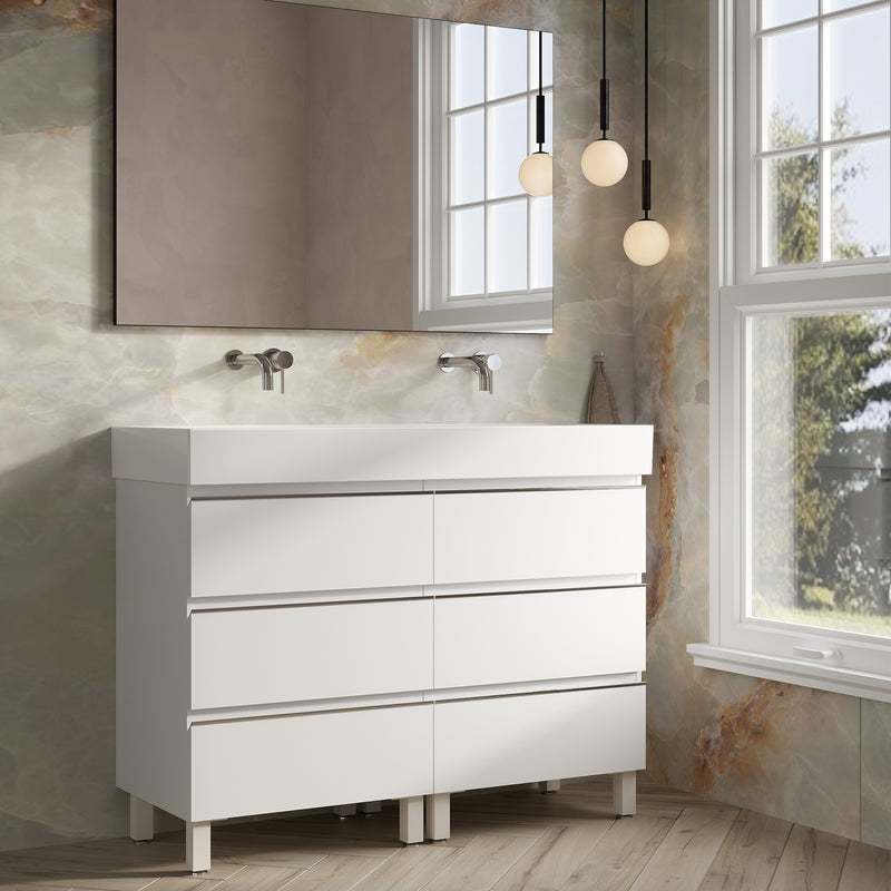 Banyetti Vatilla Floorstanding Vanity Unit with Veneto No Tap Hole Basin - 1200mm Gloss White