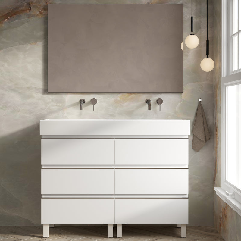 Banyetti Vatilla Floorstanding Vanity Unit with Veneto No Tap Hole Basin - 1200mm Gloss White