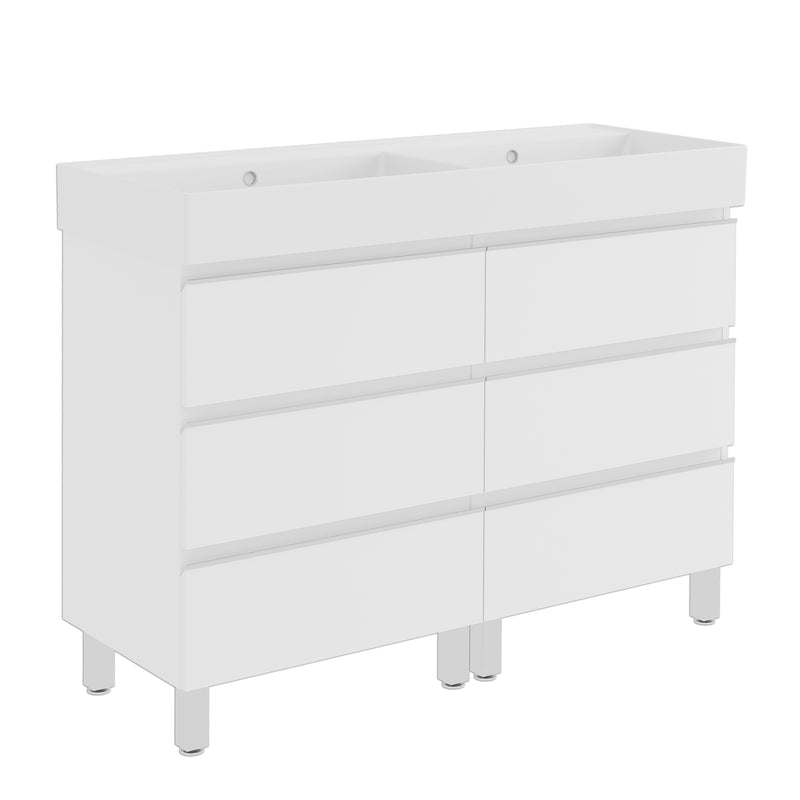 Banyetti Vatilla Floorstanding Vanity Unit with Veneto No Tap Hole Basin - 1200mm Gloss White
