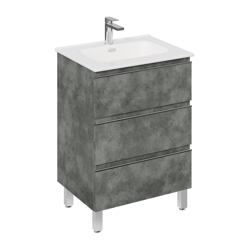 Banyetti Vatilla Floorstanding Vanity Unit with Athena Basin - 600mm Cemento Grey