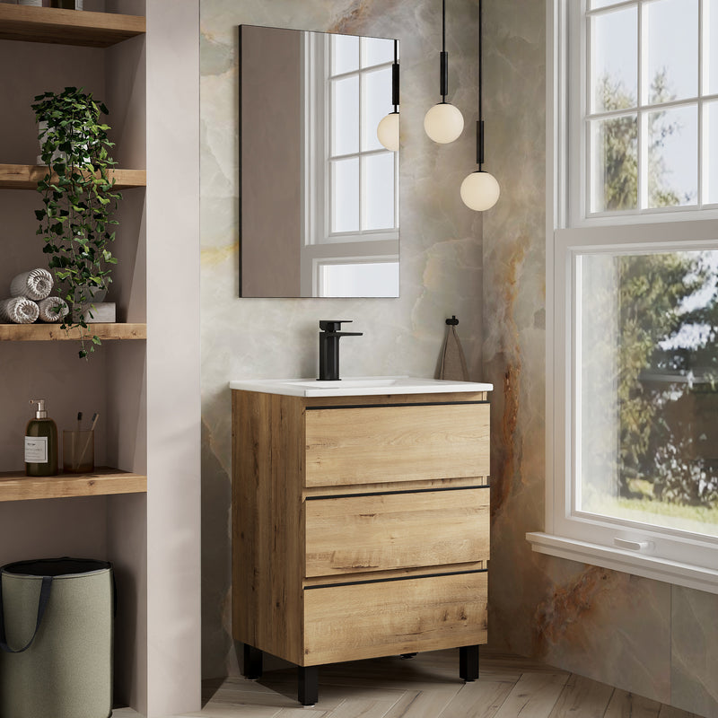 Banyetti Vatilla Floorstanding Vanity Unit with Lira Basin - 600mm Ostippo Oak