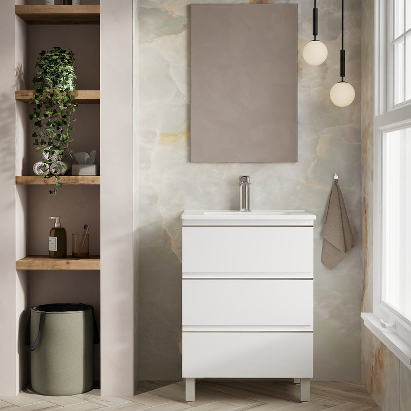 Banyetti Vatilla Floorstanding Vanity Unit with Lira Basin - 600mm Gloss White