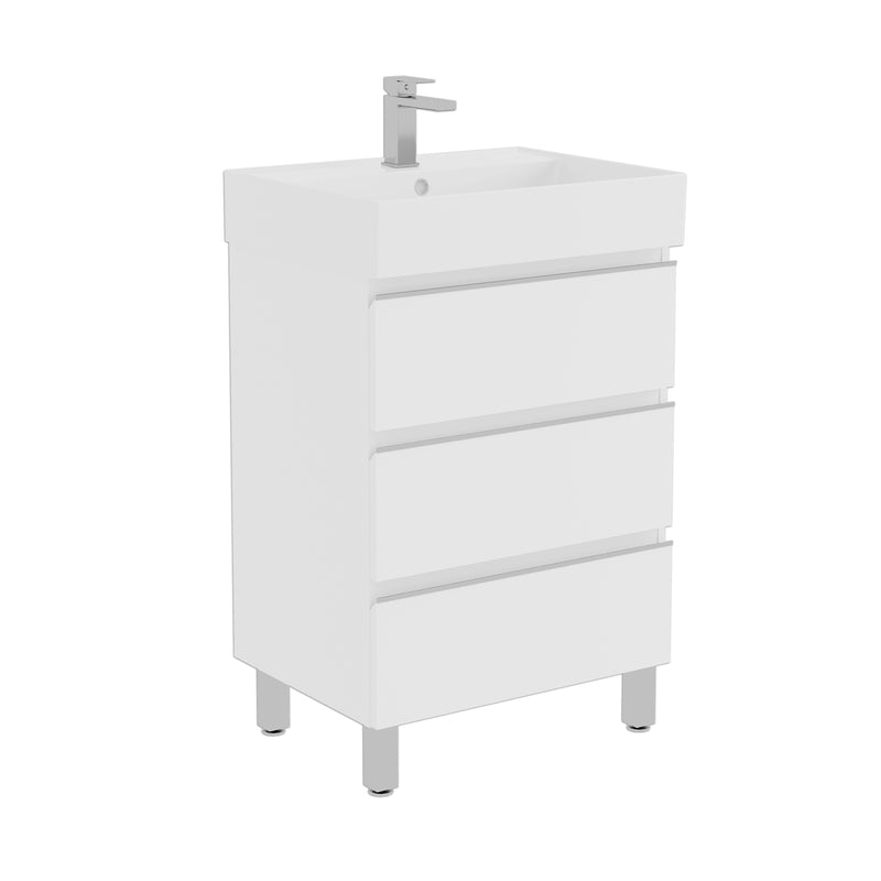 Banyetti Vatilla Floorstanding Vanity Unit with Veneto 1 Tap Hole Basin - 600mm Gloss White