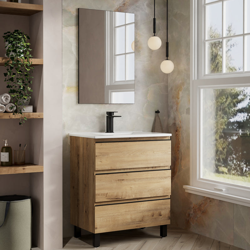 Banyetti Vatilla Floorstanding Vanity Unit with Lira Basin - 700mm Ostippo Oak