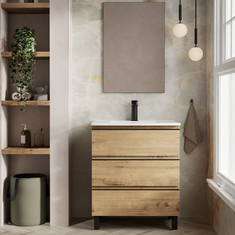 Banyetti Vatilla Floorstanding Vanity Unit with Lira Basin - 700mm Ostippo Oak