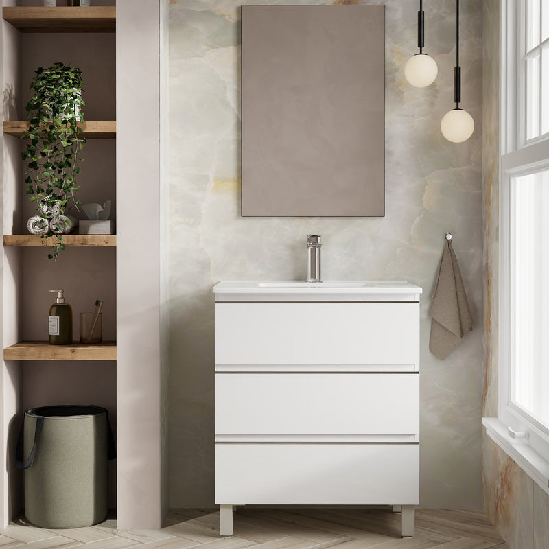 Banyetti Vatilla Floorstanding Vanity Unit with Athena Basin - 700mm Gloss White