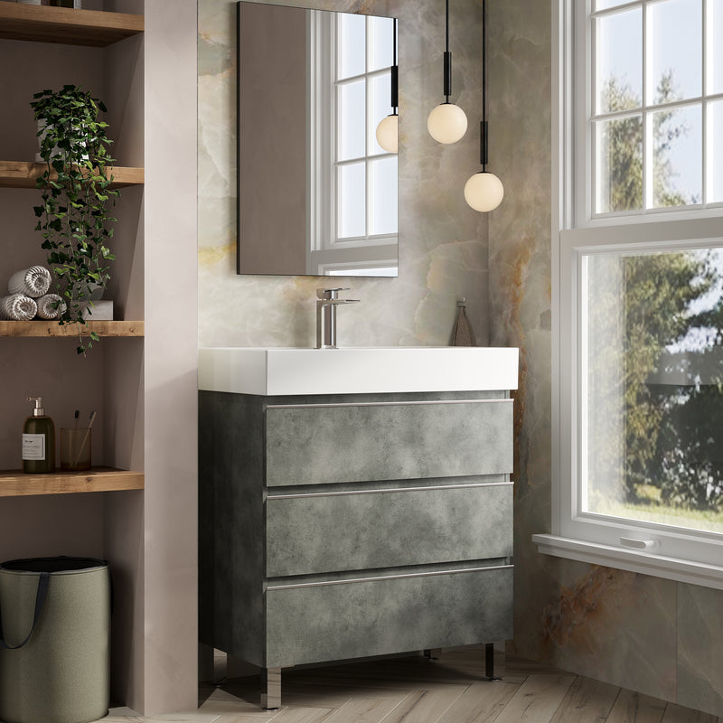 Banyetti Vatilla Floorstanding Vanity Unit with Veneto 1 Tap Hole Basin - 800mm Cemento Grey