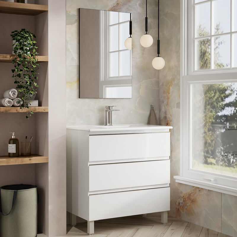 Banyetti Vatilla Floorstanding Vanity Unit with Athena Basin - 800mm Gloss White