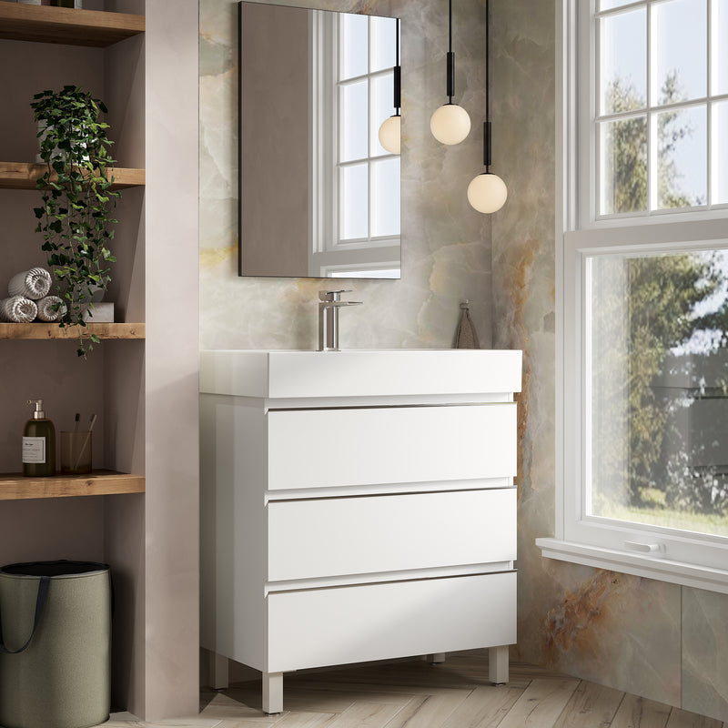 Banyetti Vatilla Floorstanding Vanity Unit with Veneto 1 Tap Hole Basin - 800mm Gloss White