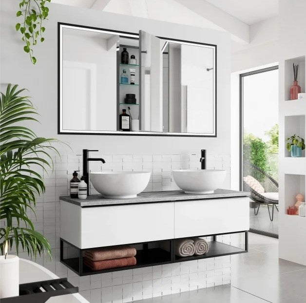 HIB Vanquish 1200mm Triple Door Recessed LED Mirror Bathroom Cabinet