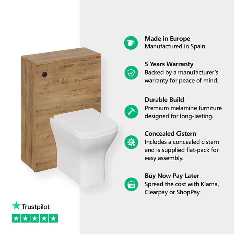 Banyetti Vatilla WC Toilet Unit Inc Concealed Cistern - Ostippo Oak